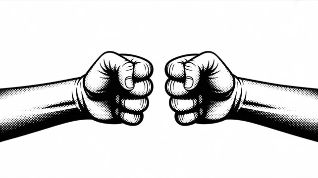 Illustration of two fists bumping against each other with illustration connection agreement celebration teamwork partnership friendship