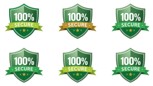 set of green labels security shield 
