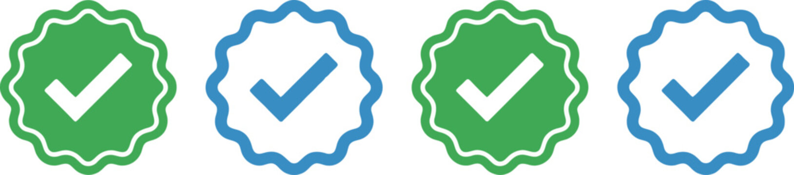 Green and blue verified check mark icons