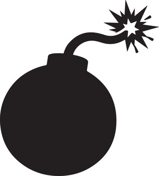 Cartoon bomb with a lit fuse silhouette vector