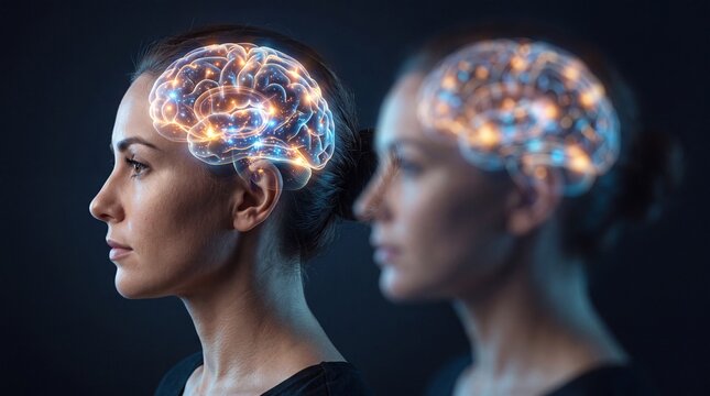A conceptual image showing the human brain with glowing synapses, representing thought and cognitive processes.
