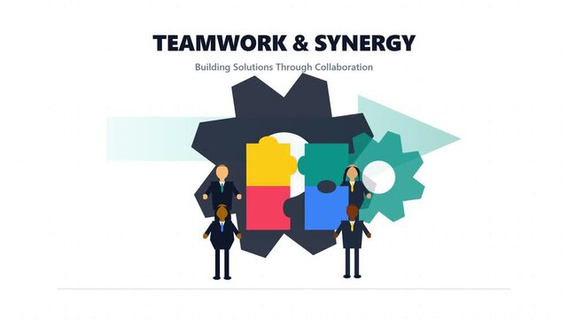 Business Teamwork and Synergy Concept with People Assembling Gear Mechanism