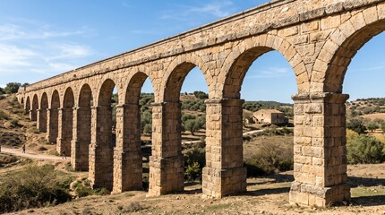 Fototapeta premium Ancient Roman Aqueduct in Scenic Countryside Landscape