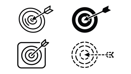 Four target icons with arrows hitting bullseye © MdSaiful