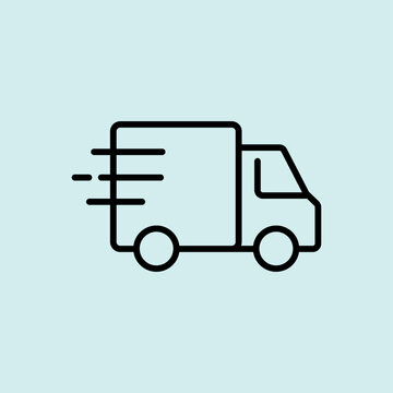 Speeding delivery truck vector icon with motion lines. Represents fast shipping, logistics, and courier services.