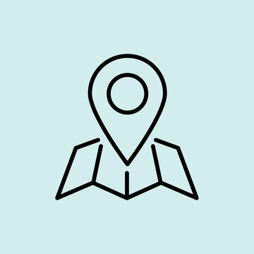 Map marker on a folded map vector icon. Used for store locator, physical address, and finding shop branches.