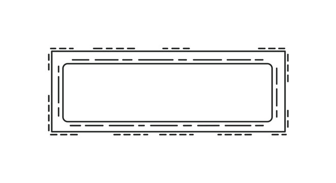 Simple rectangular frame features a dual line border with a solid inner line and a dashed outer edge on a clean white background.
