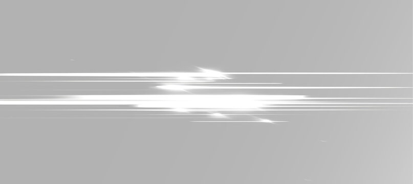 Motion blur white light streaks with glowing horizontal speed trails and energy lines png