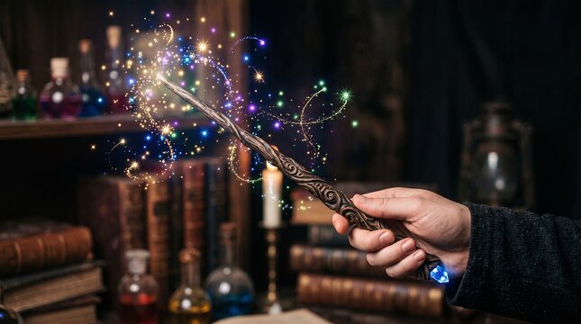 A magic wand with magical sparks.