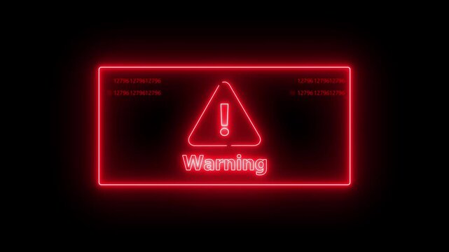 A red warning icon flashes brightly to indicate a digital error. This warning icon represents critical software system breakdowns. Use this warning icon loop for data security videos.