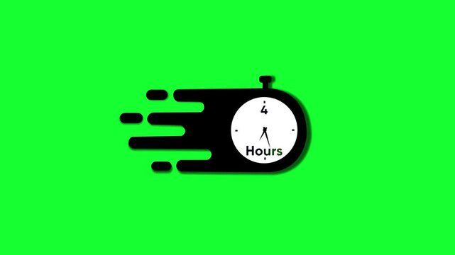 Fast 4 hours countdown timer motion with speed effect on green screen clock
