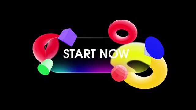 Abstract 3D Motion Graphics Start Now Call to Action Button Animation.