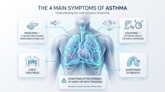 The four main symptoms of asthma