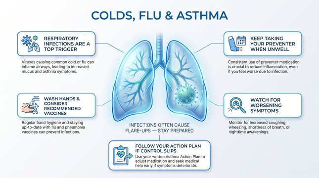 Colds flu and asthma