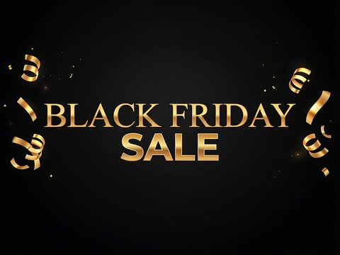 Elegant golden text representing Black Friday sale with festive ribbons and sparkles creating an atmosphere of excitement and celebration for shopping enthusiasts during the holiday season