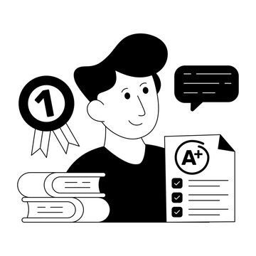 Editable design illustration of exam result 

