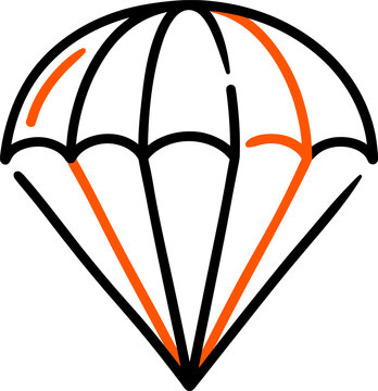 Parachute skydiving and emergency landing safety icon