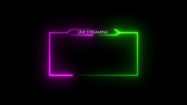 live streaming neon text frame animation box frame neon green frame live streaming game live Stream overlay animation for live streaming video Titles 4k.live streaming neon text frame animation box