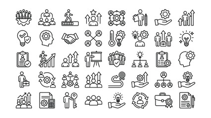 Line icons for business growth and teamwork strategies © CreativeVectors