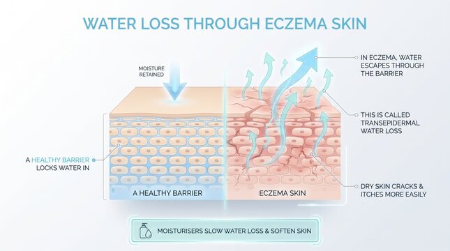 Water loss through eczema skin