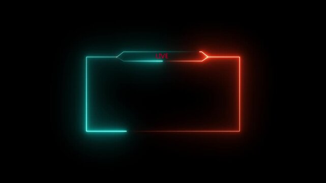 live neon text frame animation box frame neon green frame live game live Stream overlay animation for live video Titles 4k. neon text frame animation box