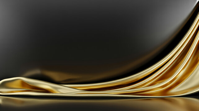 Beautiful golden fabric draped elegantly with smooth flowing folds