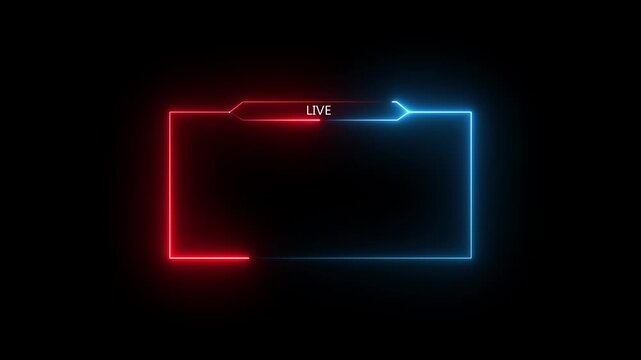 live neon text frame animation box frame neon green frame live game live Stream overlay animation for live video Titles 4k. neon text frame animation box