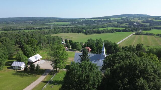 Aerial view on an old protestant chuch