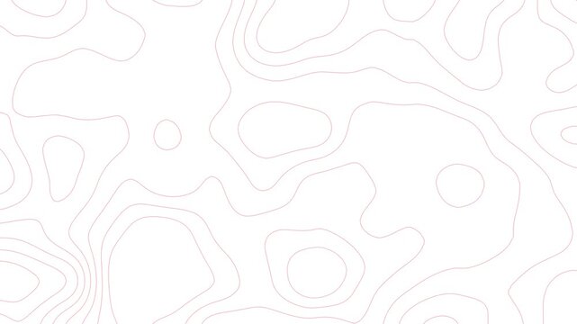 Animated white topographic contour map, Smooth wave motion and moving terrain lines. Seamless 4K loop of abstract topographic contour map