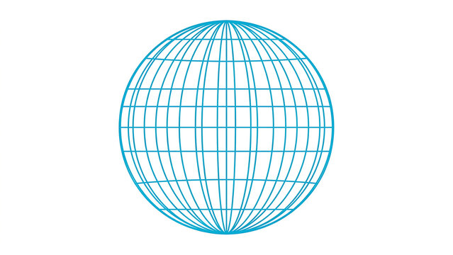 Blue globe wireframe sphere icon isolated on white background. Abstract global technology network vector illustration
