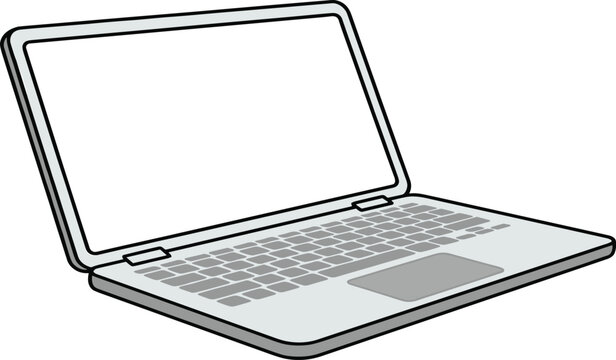 Realistic laptop mockup with blank screen isolated on white background, perspective laptop mock up different angles views