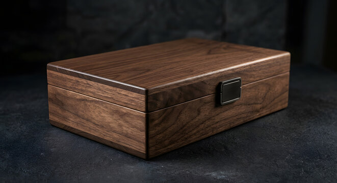 Sophisticated Luxury Dark Walnut Wood Box with Elegant Metal Clasp