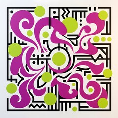 Fototapeta premium Memphis Style Abstract Magenta Lime Geometric Background Pattern