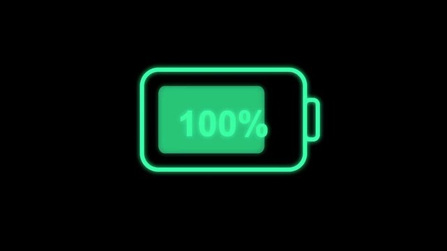 Bright green battery icon at full power suitable for energy management software, power saving tips, electronic devices instruction manual.