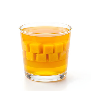 Premium Alphonso Mango Jelly Cup with Fresh Mango Cubes Studio Food Photography