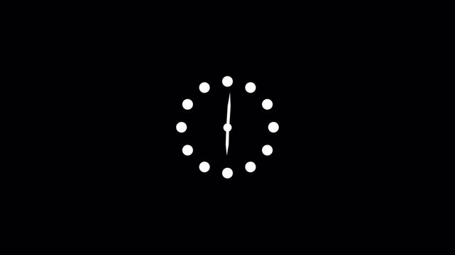 clock icon  4k animation . analog clock timer circle animated. 12 Hours Clock. Clock icon vector animation with clock face. on transparent background with alpha  channel