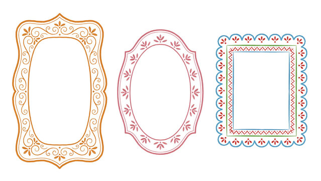 Decorative vintage picture frames. Ornate border collection with isolated transparent background.
