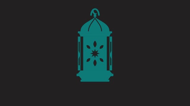 Teal Arabic Lantern Silhouette with Traditional Shape and Elegant Outline, Symbol of Holy Month, Ramadan, Eid Celebration, Islamic Culture, Faith and Festive Atmosphere, Flat Vector Illustration