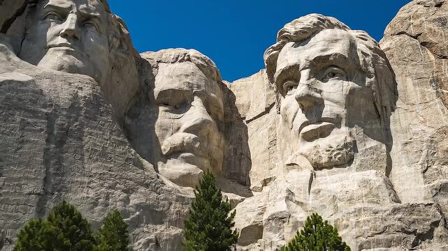 Mount Rushmore national memorial faces of us presidents carved in stone mountain.