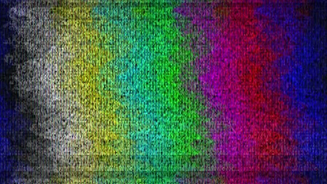 Suite de transitions avec effet de signal vid&eacute;o d&eacute;faillant 