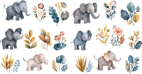 vector illustration of a set of abstract animals © asadul