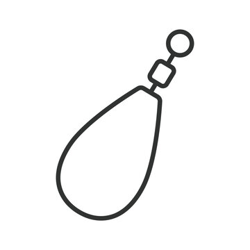 Fishing sinker weight, icon in line design. fishing sinker, fishing weight, lead sinker, fishing tackle, angling weight, line weight, fishing rig on white background vector. Editable stroke icon.