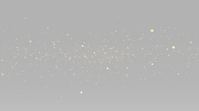 Golden glitter dust particles with soft sparkle and floating luminous light effect
