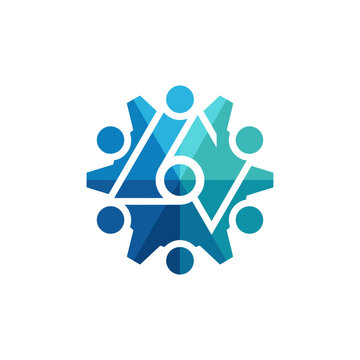 This logo features a stylized group of people in shades of blue, symbolizing community and connection, promoting teamwork and collaboration in a modern artistic style.