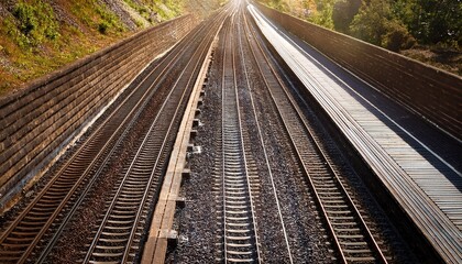 Fototapeta premium close up view of train tracks photograph