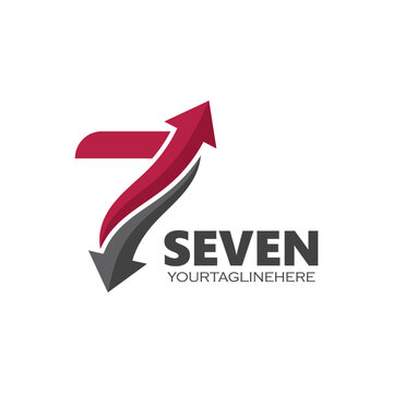 A striking logo featuring arrows in various directions combined with the number seven, representing choices, growth, and a journey, suitable for various branding applications.