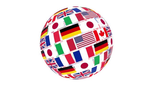G7 Nations Flag Animation Spinning Like Globe