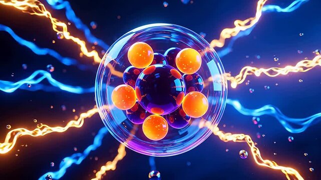 Orange core in blue and gold lightning sphere