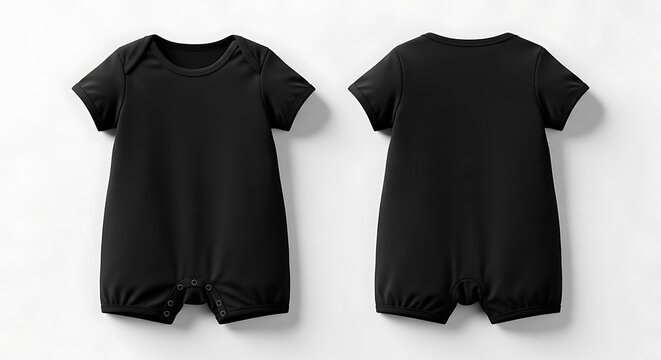 mockup of a black color baby romper