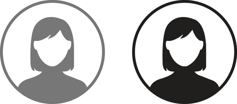 Set of two user profile icons with female avatar in circle